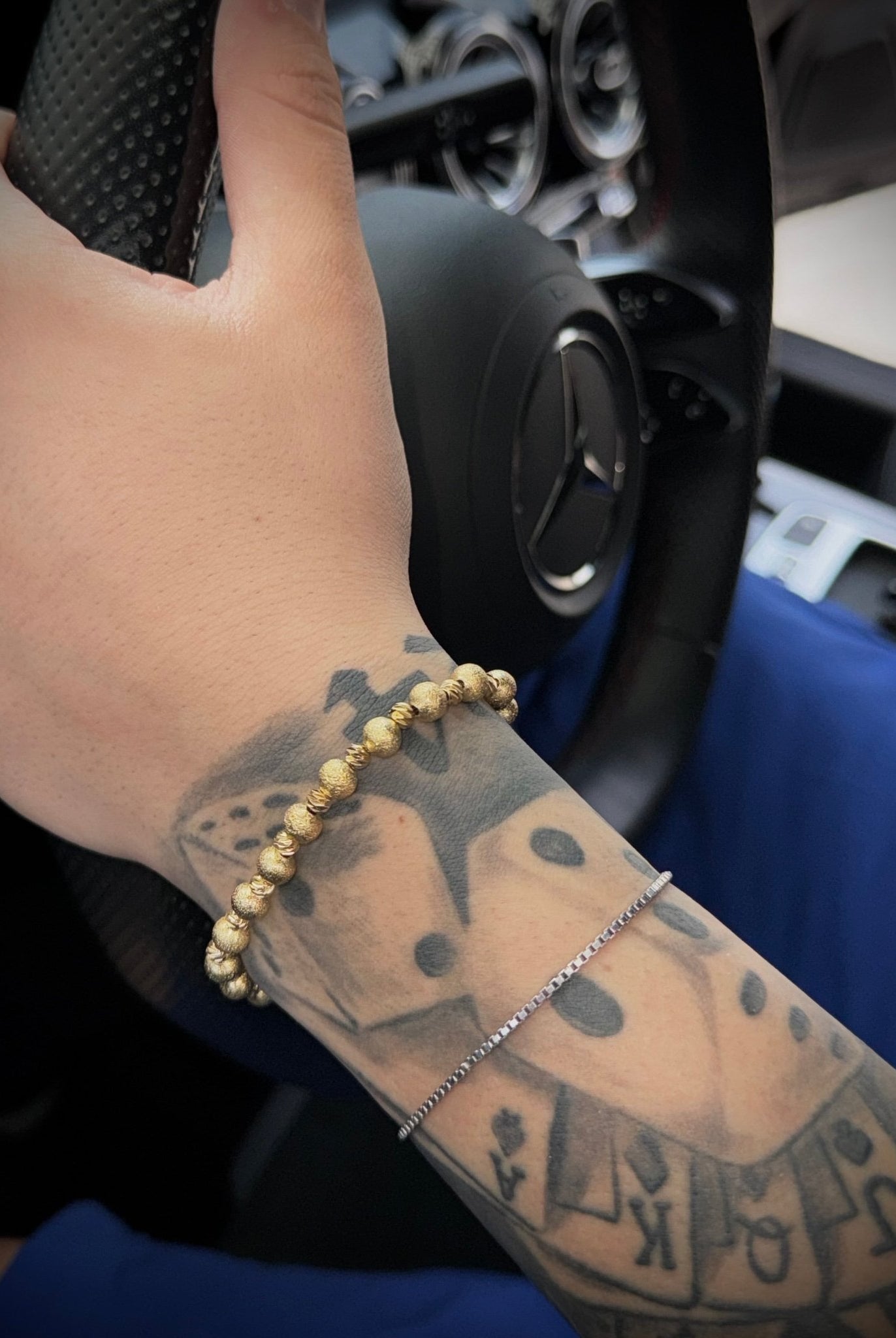 Bracciale oro sfere sfaccettate - satinate - OFMND