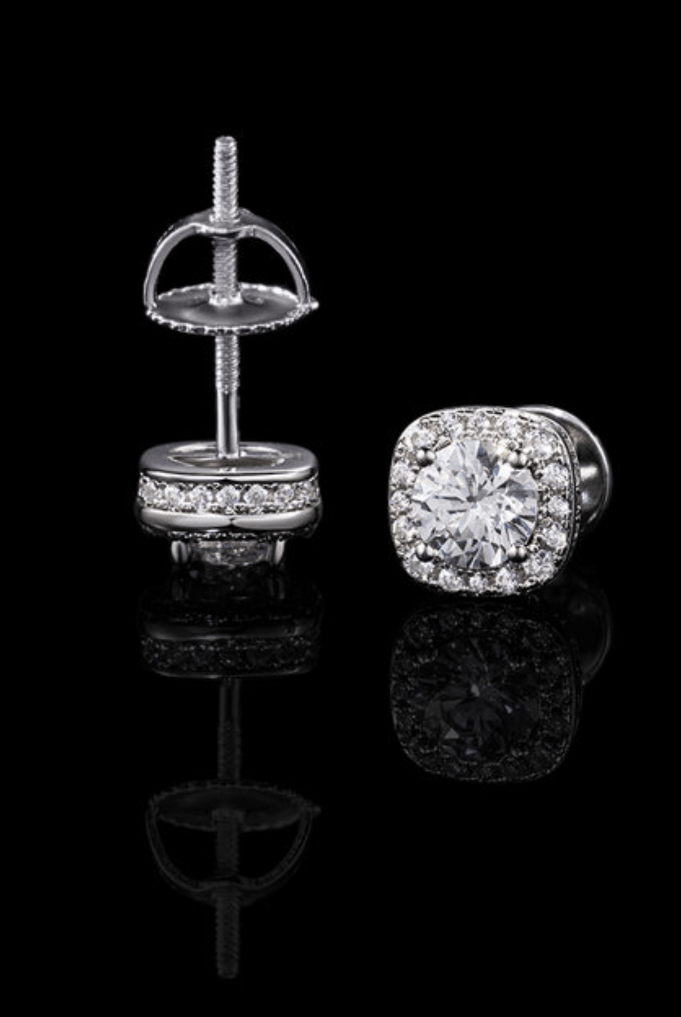 Orecchini 'square pavé' argento 925 - OFMND