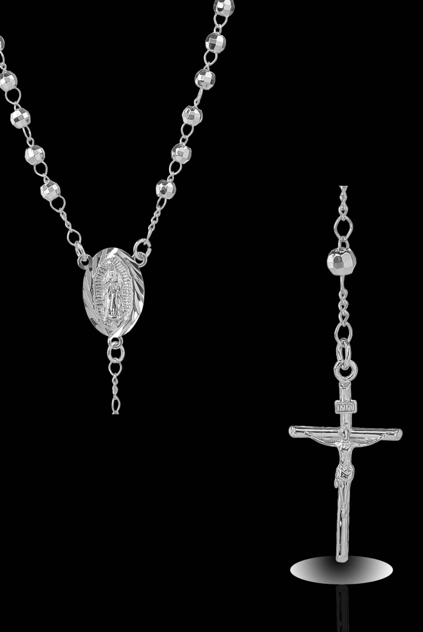 Rosario 4mm diamantato argento - OFMND