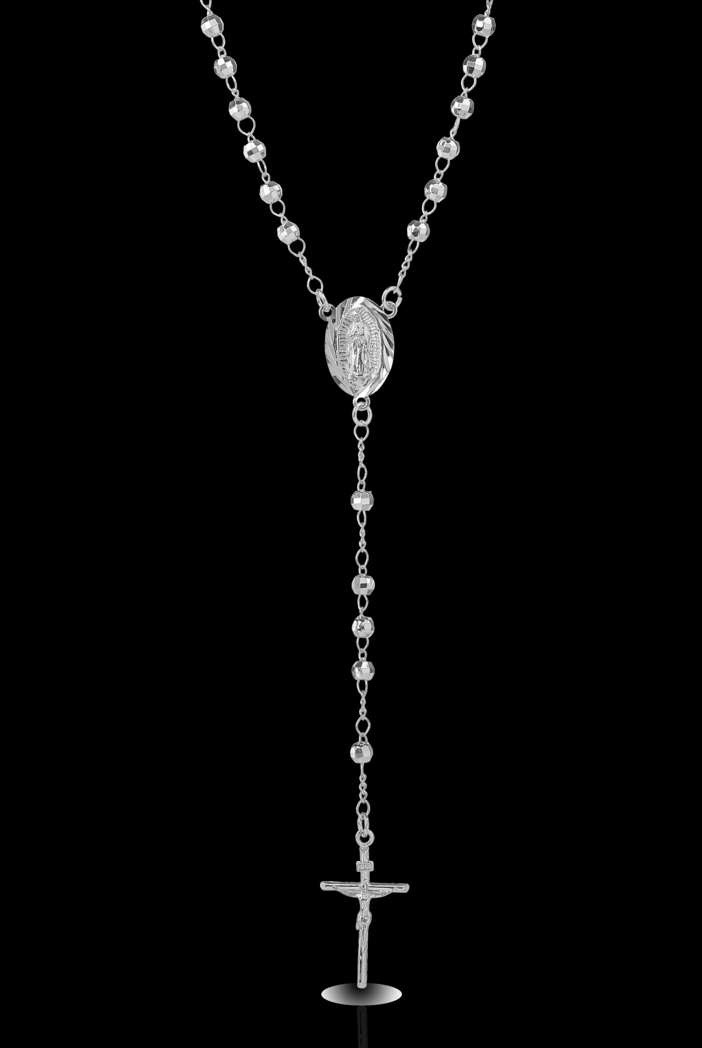 Rosario 4mm diamantato argento - OFMND