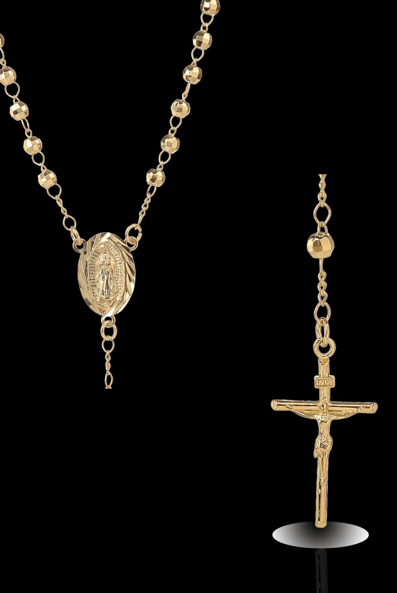 Rosario 4mm diamantato oro - OFMND