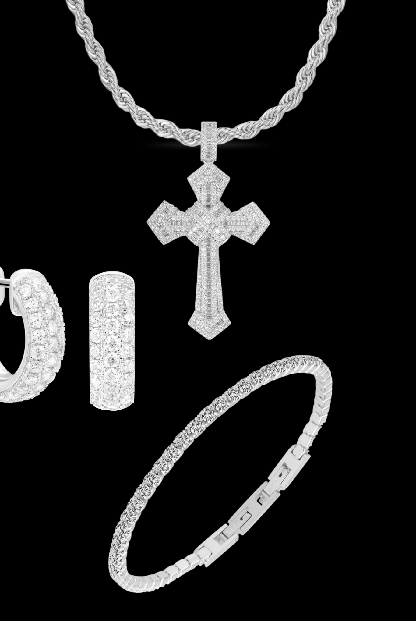 Set argento collana masterpiece + tennis + orecchini - OFMND