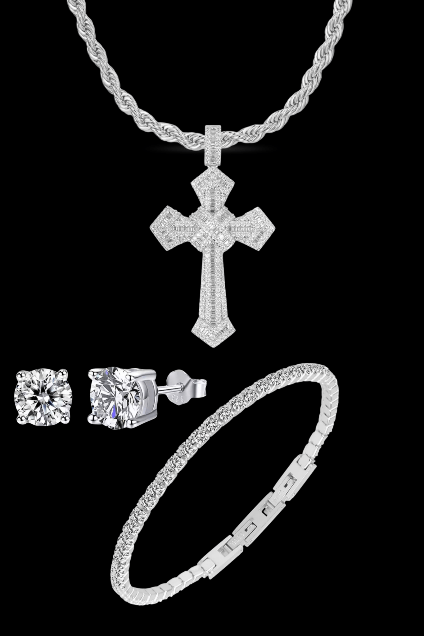 Set argento collana masterpiece + tennis + orecchini - OFMND
