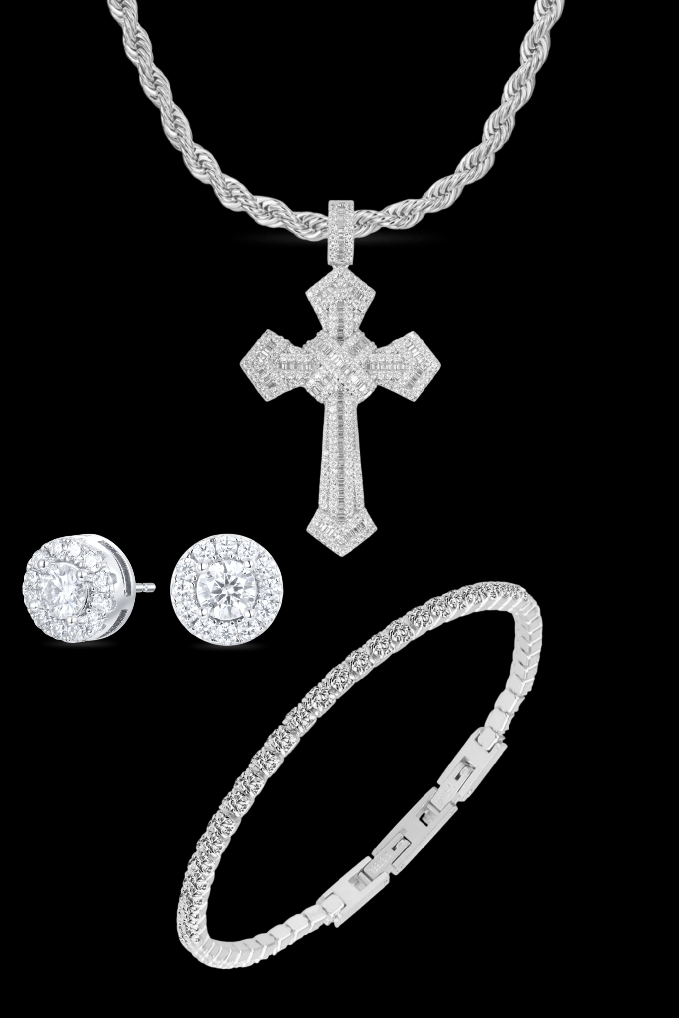 Set argento collana masterpiece + tennis + orecchini - OFMND