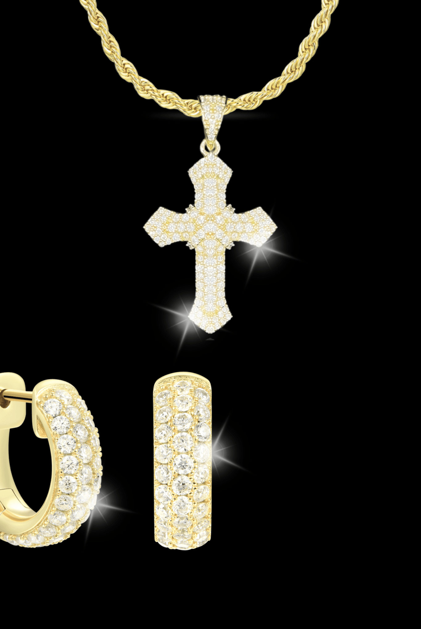 Set collana cross pave + orecchini - OFMND