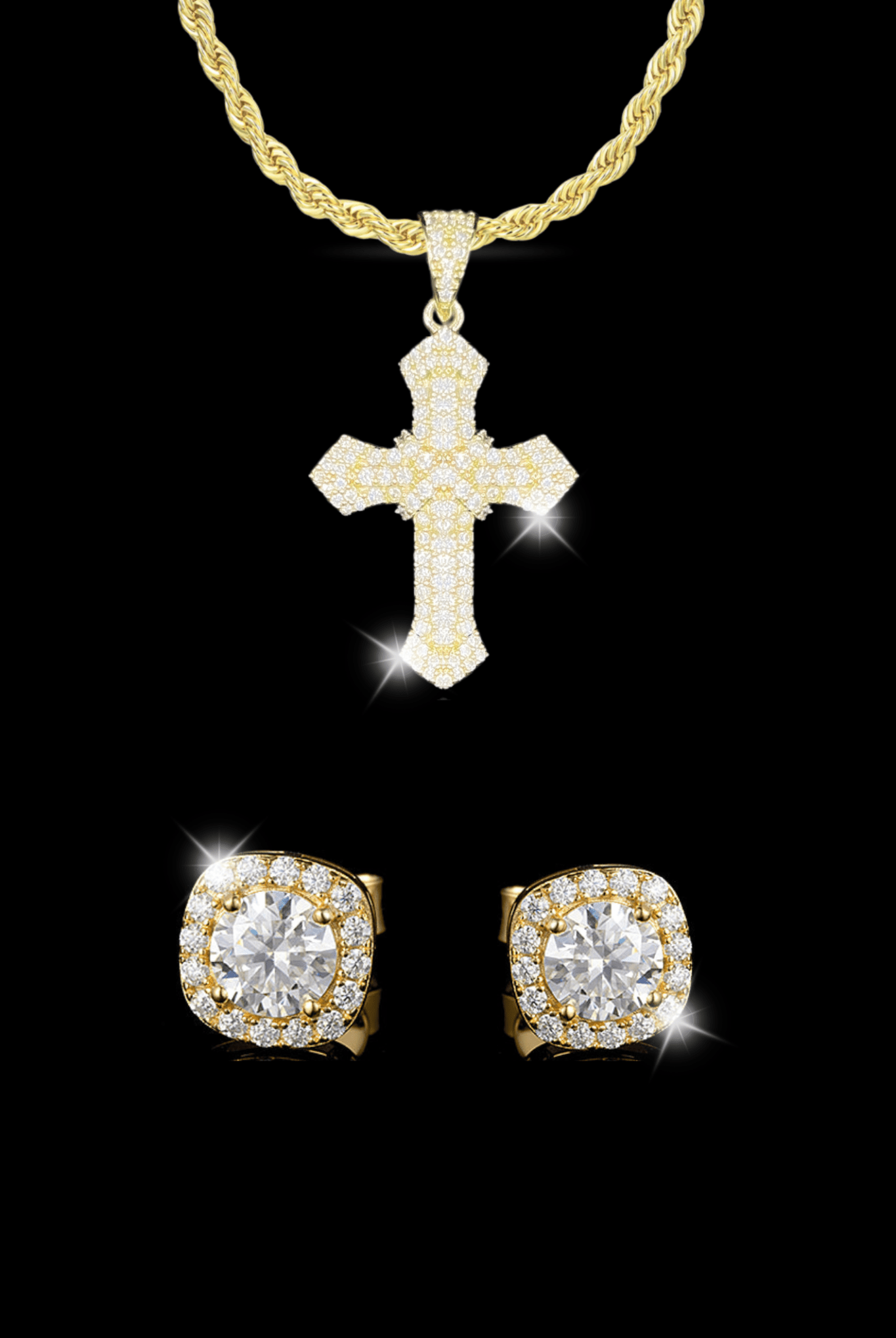 Set collana cross pave + orecchini - OFMND