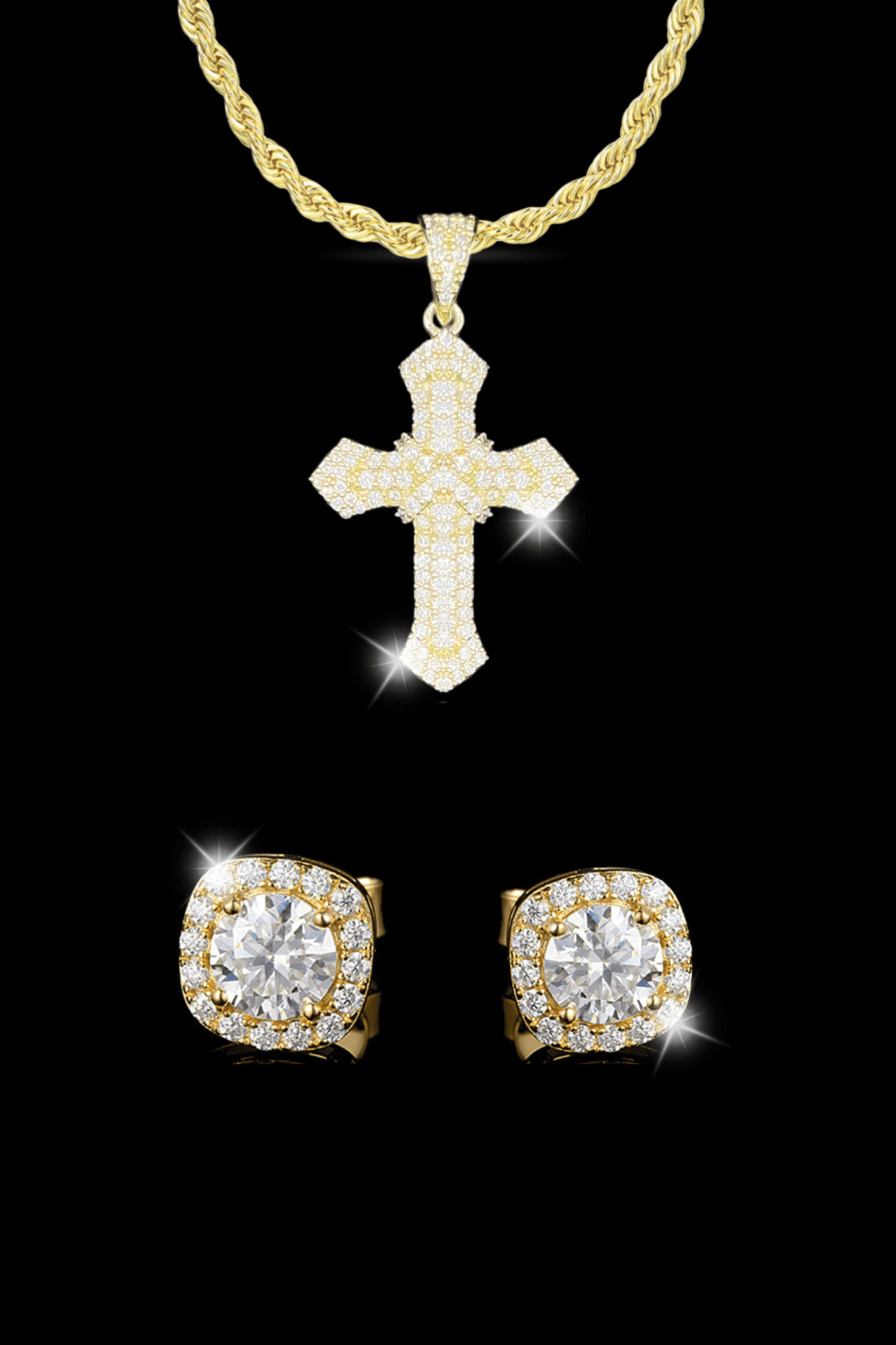 Set collana cross pave + orecchini - OFMND
