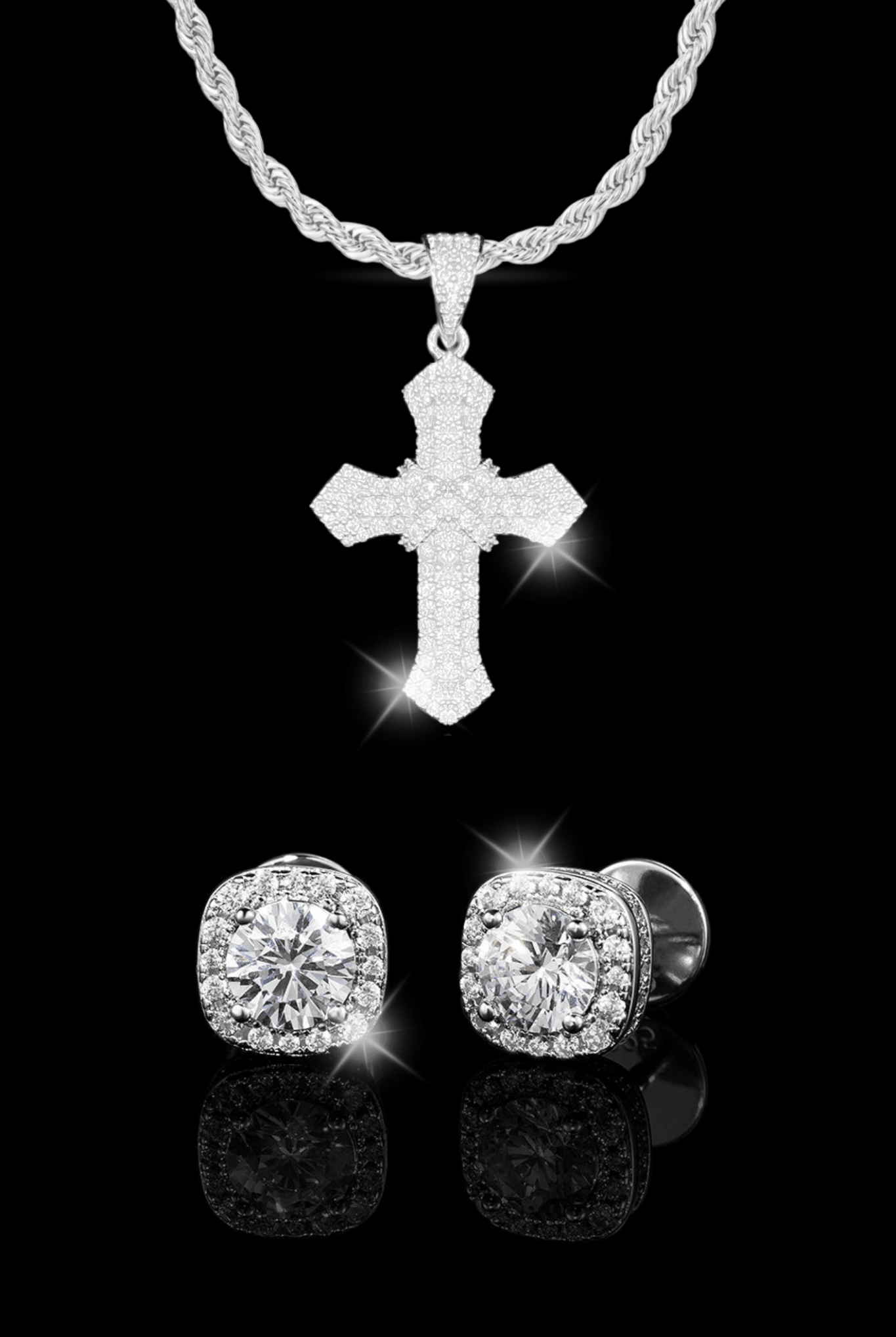 Set collana cross pave + orecchini - OFMND