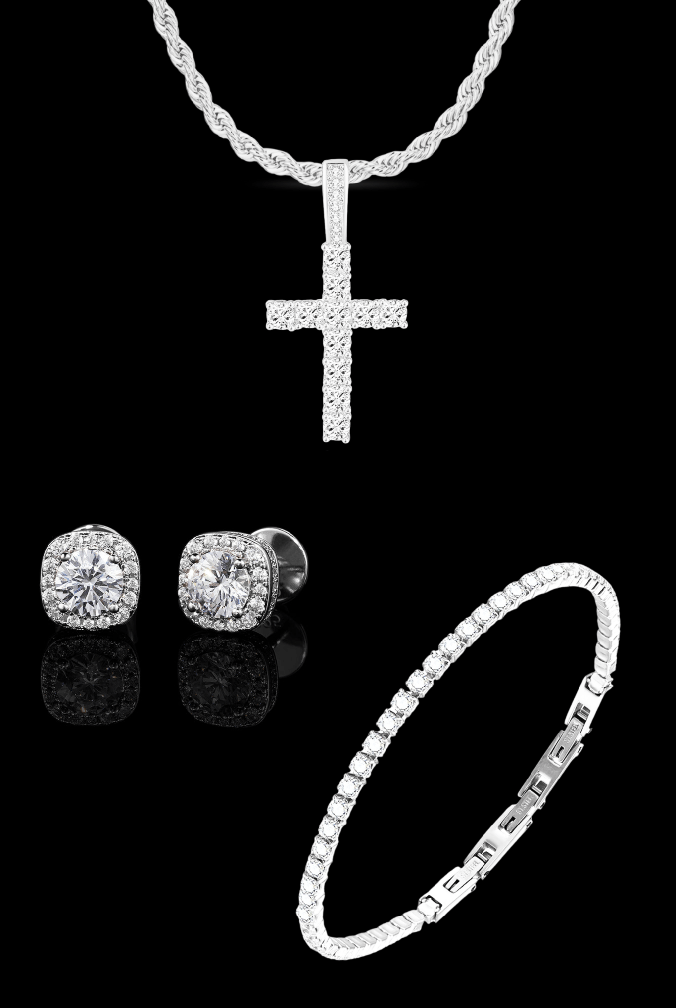 Set luxury cross collana + tennis + full pave - OFMND