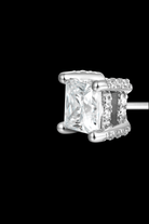 Orecchini 'square stud pavè' argento 925 - OFMND