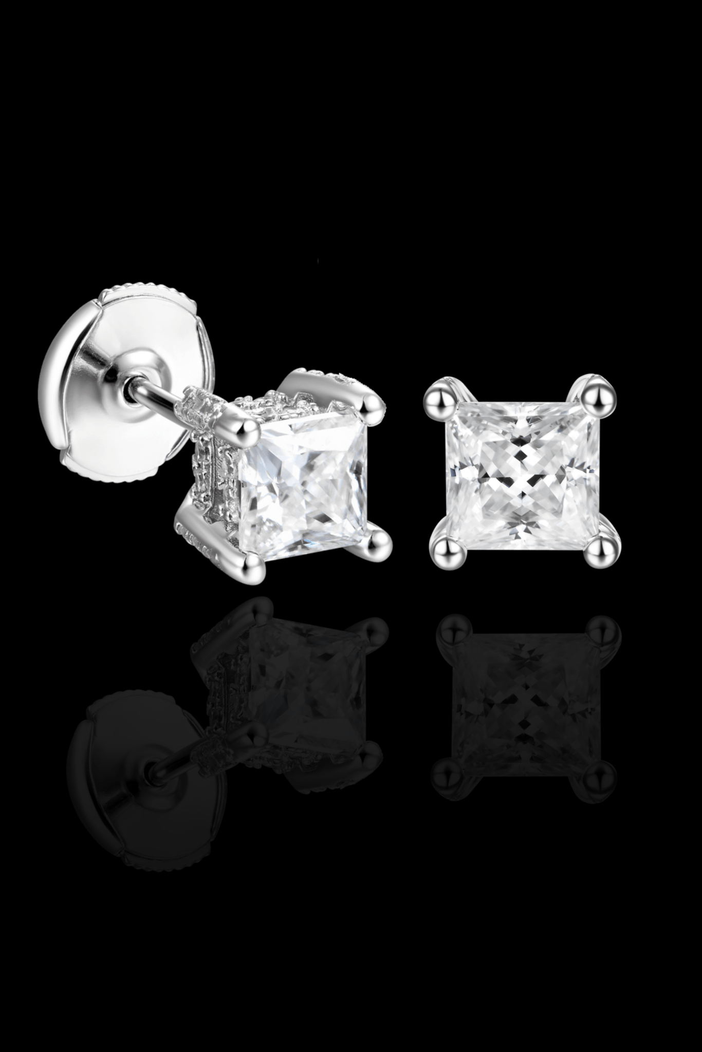 Orecchini 'square stud pavè' argento 925 - OFMND