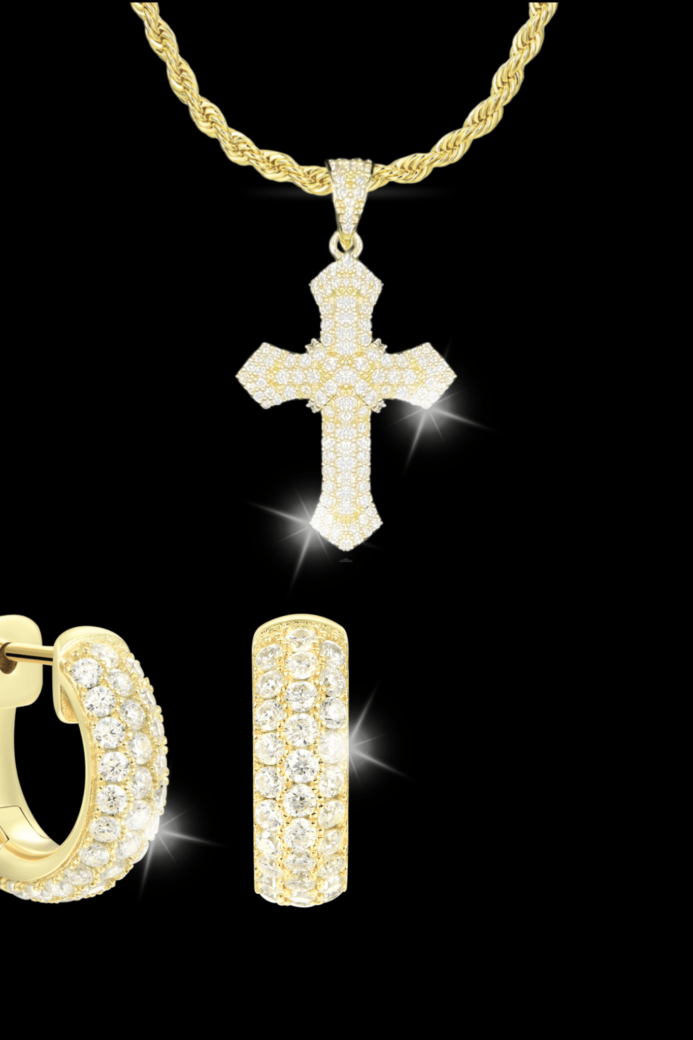 Set collana cross pave + orecchini - OFMND