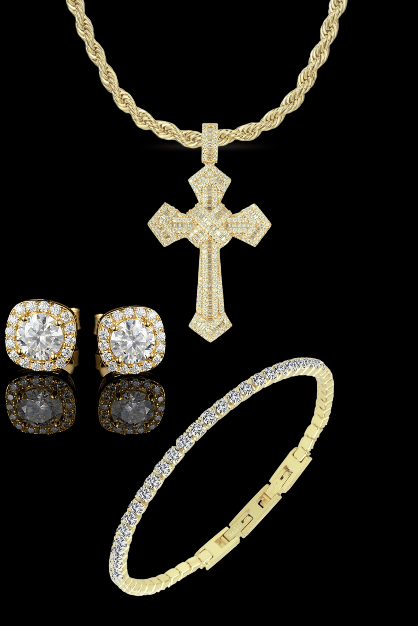 Set oro collana masterpiece + tennis + orecchini - OFMND